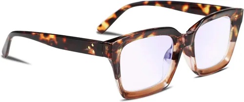 FEISEDY Gafas de lectura retro cuadradas con bloqueo de luz azul, antirreflejos, para fatiga digital, modelo B2479 Leopardo