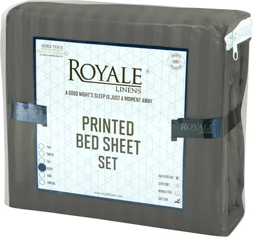 Miniatura 9 de ROYALE LINENS Juego de sábanas de 3 piezas individual XL, microfibra suave cepillada de 1800, 1 sábana bajera, 1 sábana encimera, 1 funda de Stripe