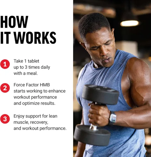 Miniatura 3 de FORCE FACTOR Suplemento HMB para preservar el músculo magro, apoyar la recuperación del entrenamiento y prevenir la descomposición de proteínas