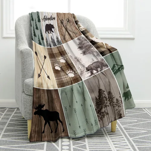 Jekeno Manta rústica de cabaña, regalos para adultos y niños, regalos de caza de animales salvajes, mantas de naturaleza de bosque para mujeres y