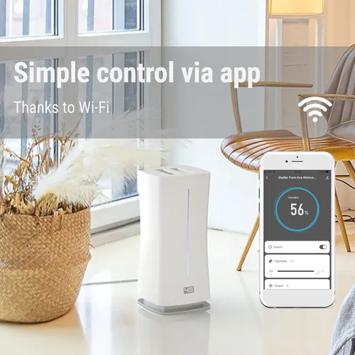 Miniatura 3 de Stadler Form Humidificador Eva con WiFi, sensor de humedad externo, modo automático, para habitaciones de hasta 860 pies cuadrados, nebulizador Negro