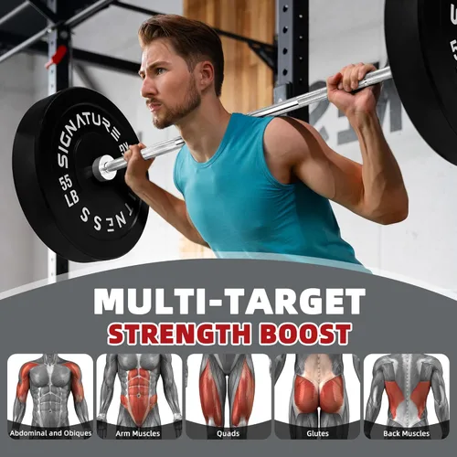 Miniatura 5 de Fitvids Juego de discos de peso olímpicos de goma de 2 pulgadas, juego de discos de parachoques con barra para entrenamiento de fuerza, 180-390