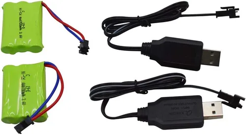 Miniatura 3 de Blomiky Paquete de 2 baterías recargables AAA de 3.6 V 700 mAh con conector SM-2P enchufe y cable USB para coches de parachoques de batalla RC C143