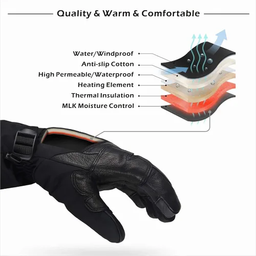 Miniatura 4 de Roaming Guantes calefactados recargables para hombres y mujeres, guantes de esquí con calefacción eléctrica para motocicleta, snowboard, patinaje