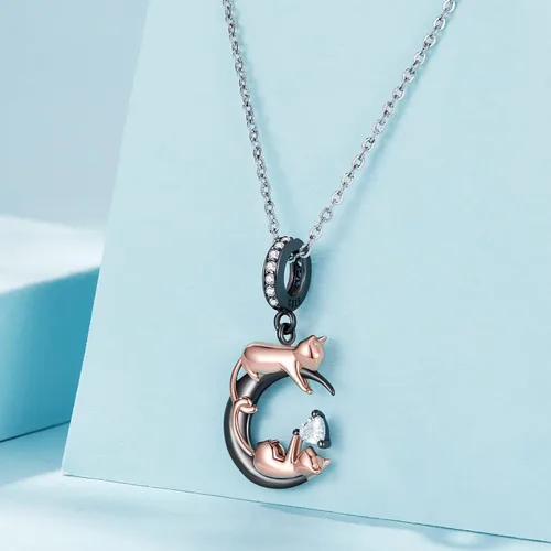 Miniatura 6 de NINGAN Dije de plata de ley 925 con diseño de animales, diseño de perro, huella de pata, gato, libélula, conejo Koi, compatible con collar