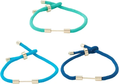 Miniatura 15 de 10 piezas de pulseras de cordón de nylon torcido para hacer joyas ajustables con deslizadores con accesorios de latón dorado para accesorios