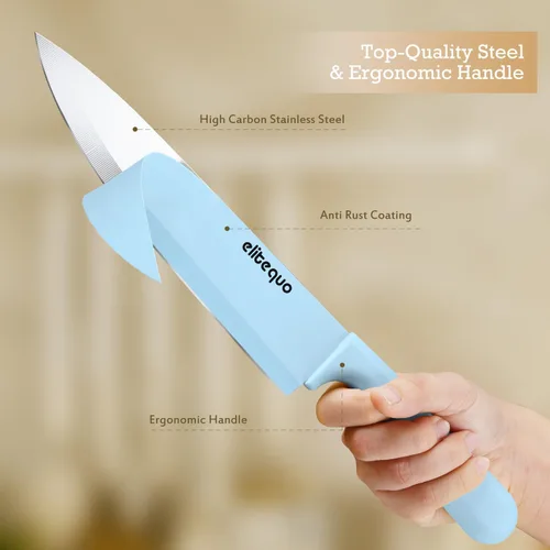 Miniatura 4 de Juego de bloques de cuchillos de cocina de 8 piezas con afilador, apto para lavavajillas, juego de bloques de cuchillos de acero inoxidable alemán