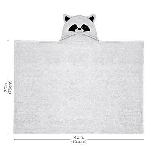Miniatura 2 de Natemia Toalla de bebé con capucha ultra suave de alta calidad, diseño animal mapache gris, recién nacido a niño pequeño, fabricada en Turquía