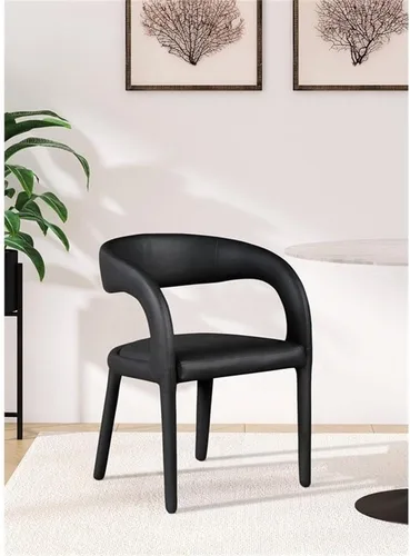 Miniatura 2 de Meridian Furniture 987Black-C Sylvester Collection Modern Silla de comedor tapizada de cuero vegano contemporáneo con respaldo redondeado, 23.5