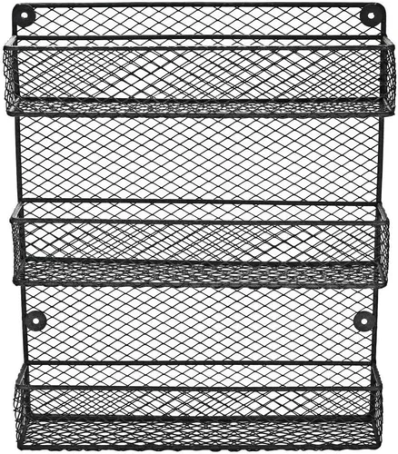 Miniatura 6 de Estante para especias de montaje en pared, estante organizador de almacenamiento de cocina de 3 niveles, diseño que ahorra espacio, incluye 2