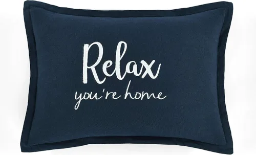 Lush Decor Relax You're Home - Funda de almohada decorativa, 20 pulgadas de ancho x 13 pulgadas de largo, color azul marino, funda de almohada