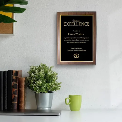 Miniatura 2 de Baudville Placa grabada, premio prestigioso, tamaño completo, paisaje, 8.5 x 11 pulgadas, negro/oro, premio para empleados, grabado Retrato de oro