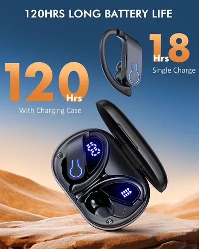Miniatura 2 de CoolJumper Auriculares inalámbricos Bluetooth 120H de tiempo de reproducción Auriculares Bluetooth 5.3 para deportes, auriculares estéreo Hi-fi