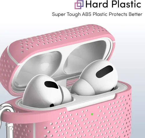 Miniatura 5 de TalkWorks Funda para AirPods Pro con llavero – Funda protectora de silicona dura para AirPods, llavero con clip, mosquetón de carga inalámbrica Negro