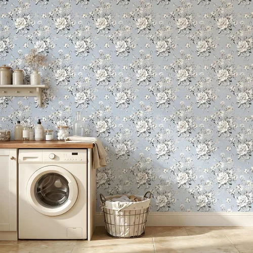 Miniatura 8 de ReWallpaper Papel tapiz azul para despegar y pegar, papel tapiz vintage azul y blanco, papel de pared adhesivo extraíble con flores, papel
