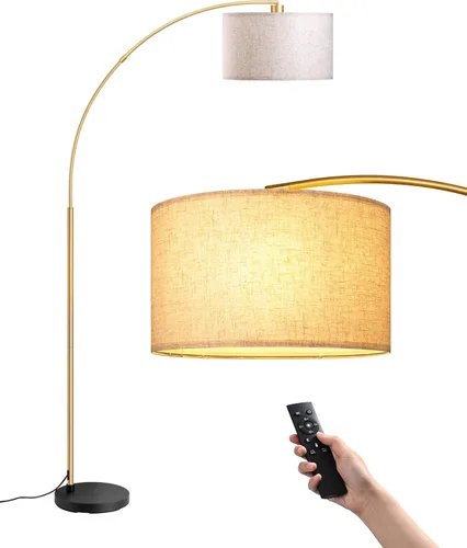 Miniatura 9 de EDISHINE Lámpara de pie arqueada dorada de 78.3 pulgadas con control remoto, luz de lectura moderna de mediados de siglo sobre silla, lámpara de pie
