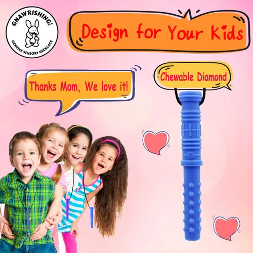 Miniatura 4 de Collares masticables sensoriales para niños, 8 piezas con forma de cilindro, juguetes masticables sensoriales para niños con autismo, niñas y niños