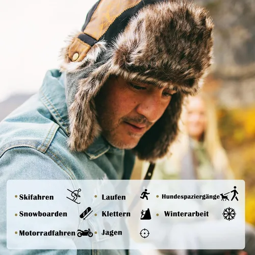 Miniatura 19 de Comhats Gran XL Trapper Trooper Caza Cálido Oído Solapa Rusia Ushanka Invierno Esquí Clima Frío Bombardero Sombreros para Hombres