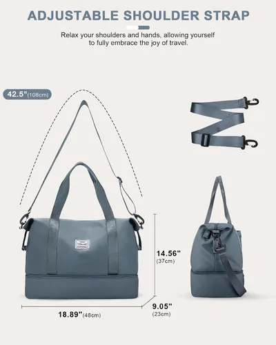 Miniatura 6 de Bolsa de viaje para mujer, bolsa deportiva para gimnasio, E2-JewelBlue