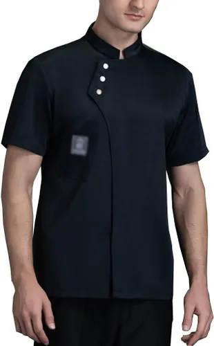 Abrigo de chef unisex de manga corta con botones, chaqueta de chef para restaurante, cocina, uniforme de trabajo para hombres y mujeres, camisa de