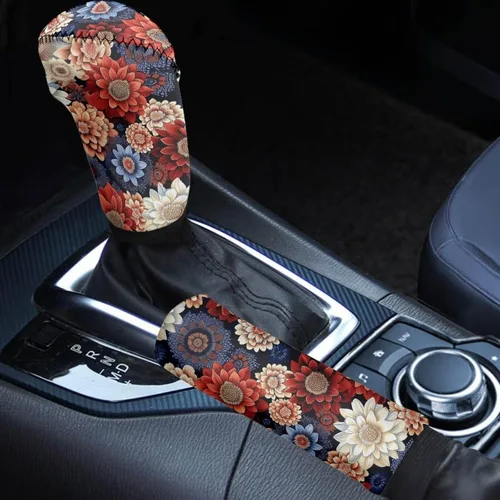 Miniatura 33 de Juego de 2 piezas set de accesorios interiores para coche, para las mujeres, hombres; cubierta de palanca de cambios/freno de mano, personalizada
