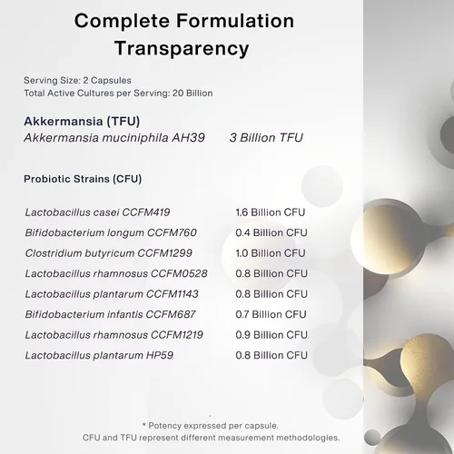 Miniatura 6 de Akkermansia Suplemento probiótico – Fórmula multicepa con prebióticos, cápsulas de liberación retardada VPro® de 5 capas, barrera intestinal