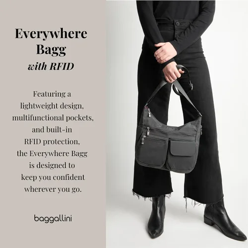 Miniatura 12 de Baggallini womens Everywhere Bagg Crossbody Women 11x9 Lightweight Nylon Hobo Water-resistant Travel Bag W/Rfid