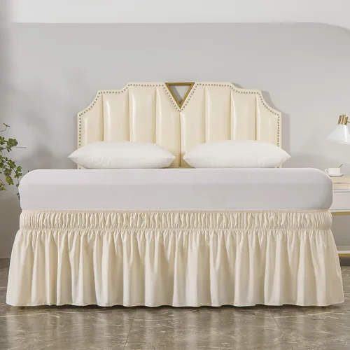 Miniatura 3 de MEILA - Faldón de cama envolvente con tres lados de tela y elástico, con volantes de 14 pulgadas, caída a medida, fácil de instalar, resistente a
