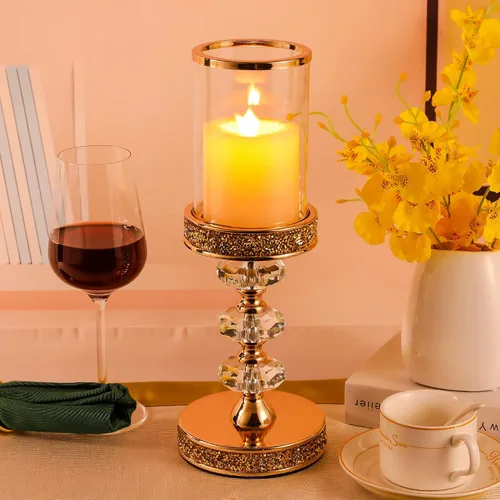 Miniatura 8 de Portavelas de pilar, candelabros de cristal para bodas, fiestas, eventos, Navidad, decoración del hogar, centros de mesa CH028D (L)