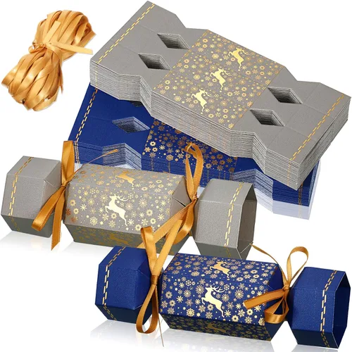 Tenceur Kit de 50 galletas de Navidad sin broches de presión, regalos de mesa de fiesta de Navidad, copos de nieve, renos, bricolaje, cajas de
