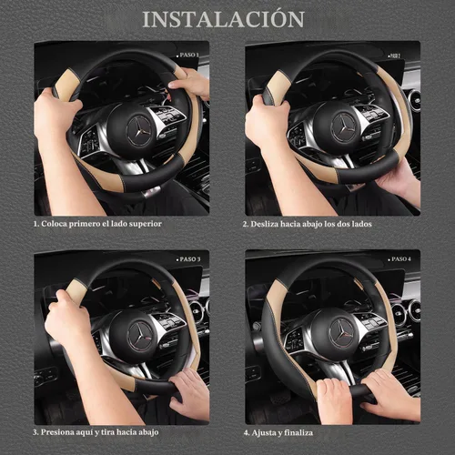 Miniatura 6 de CAR PASS Funda de cuero sintético para volante y tapetes impermeables para automóvil, ajuste universal para el 95% de los sedán, SUV, automóviles