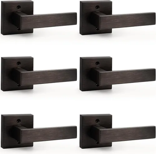 Miniatura 27 de Probrico Paquete de 4 manijas de puerta simuladas en negro mate, manijas interiores que no giran, manijas reversibles resistentes para interiores
