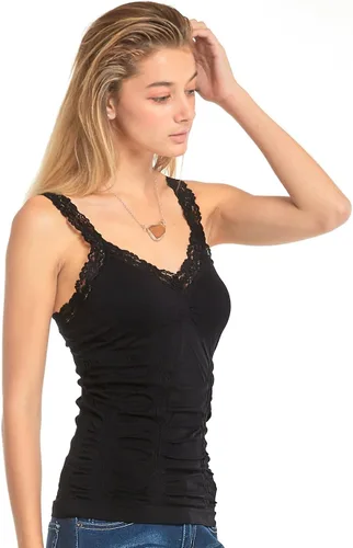 Miniatura 2 de Camiseta sin mangas para mujer, elegante, con cuello redondo y tirantes de encaje