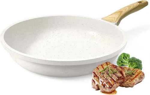 Miniatura 8 de GiPP Sartén antiadherente de cerámica - sartén de 10 pulgadas saludable, antiadherente, no tóxica, compatible con inducción, sartén de tortilla, Gris