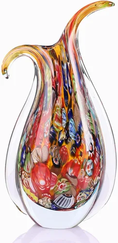 Jarrón de vidrio soplado multicolor, jarrón de arte único estilo Murano para el salón, soporte de TV, decoración de mesa, oficina, habitación y