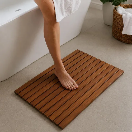 Miniatura 10 de Tapete de baño de teca - Tapete de ducha de baño - Alfombra de ducha de madera - Alfombra de ducha mate - Tapete de ducha de madera - Tapetes