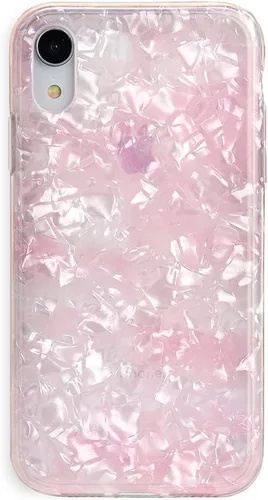 Miniatura 10 de Velvet Caviar Funda brillante iridiscente para iPhone XR, funda protectora estética para mujer (cuarzo ópalo azul)
