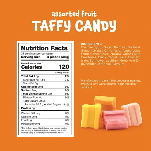 Miniatura 2 de Taffy Candy Bolsa de 2.2 libras – Aproximadamente 245 unidades Caramelos masticables de frutas envueltos individualmente Dulces masticables