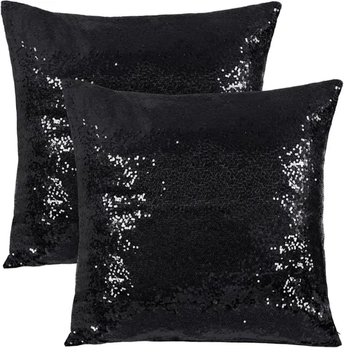 Miniatura 29 de Poise3EHome Fundas de almohada decorativas de 18 x 18 pulgadas, color rosa fucsia con lentejuelas, para sofá, cama, sala de estar, Navidad