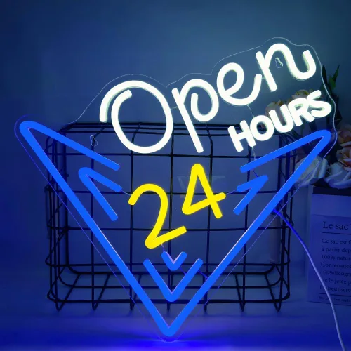Letrero de neón abierto las 24 horas, letrero LED, letrero de luz de neón de bar, letrero abierto las 24 horas, Pub bar, tienda de conveniencia,