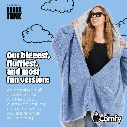 Miniatura 19 de THE COMFY Teddy Bear From Shark Tank Patented Zipper Oversized Sherpa Wearable Blanket Hoodie Gift for Women & Men