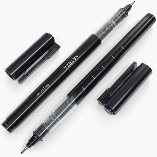 Miniatura 7 de ARTEZA Micro-Line - Juego de 5 bolígrafos de tinta negra con tinta de archivo japonesa, suministros de arte para artistas de cómics e ilustradores