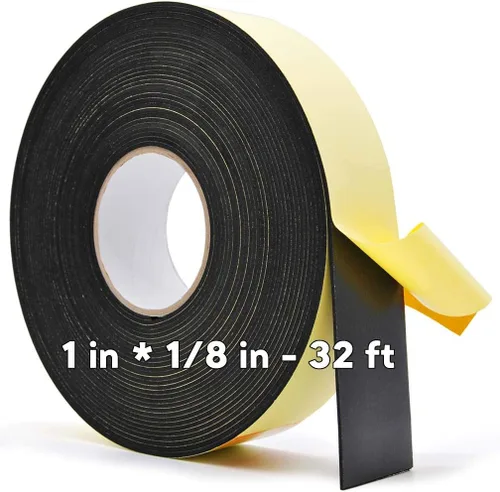 Tiras adhesivas de espuma de 1 pulgada de ancho x 1/8 pulgadas en T, de neopreno, cinta de espuma de alta densidad para aislamiento de puertas y