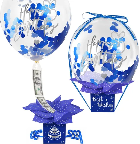UQM Upgraded Birthday Money Box for Cash Gift Pull, Funny Pull Money Balloon Box Happy Birthday Surprise Set, Birthday Gifts for Women Men Best