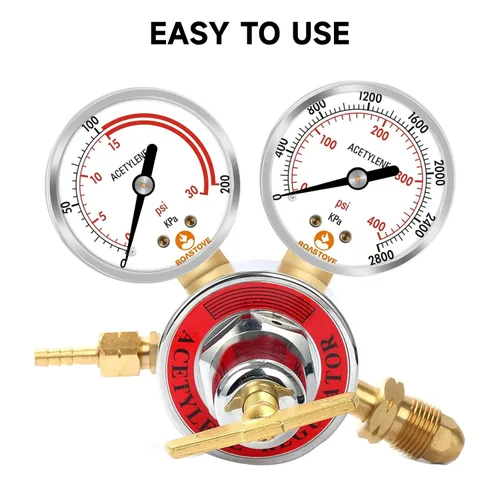 Miniatura 6 de Manómetros de baja y alta presión para regulador de acetileno 0-30 psi y 0-400psi - 2 pulgadas - 1/4" NPT rosca