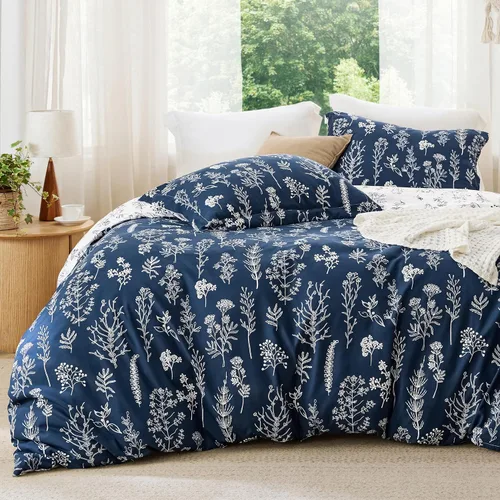 Miniatura 33 de Bedsure - Juego de edredón tamaño King, juego de ropa de cama verde salvia, 3 piezas de ropa de cama floral bonita, 1 edredón reversible suave
