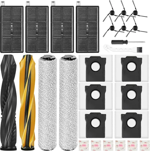 Miniatura 15 de Kit de repuesto para aspiradora robot Mova E40 Ultra, 2 cepillos principales, 4 filtros, 6 almohadillas de fregona y bolsas de polvo, tabletas