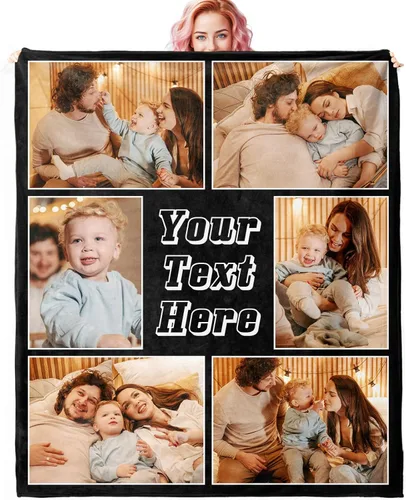 Miniatura 24 de Manta personalizada con fotos para mamá de hija, hijo, niños, marido, manta personalizada con foto, regalos para la mejor mamá del mundo, mantas