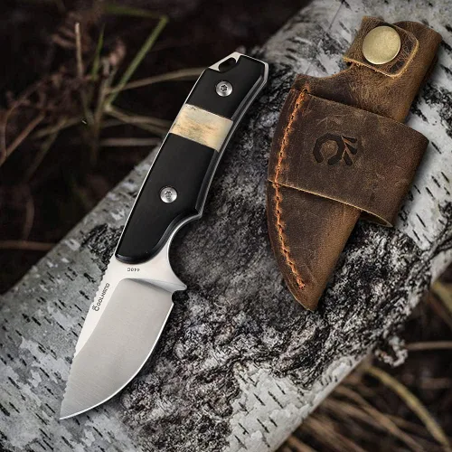 Miniatura 2 de Cool Hand Cuchillo de transporte horizontal de 5.98 pulgadas, cuchillos de caza de supervivencia compactos de espiga completa, funda de cuero