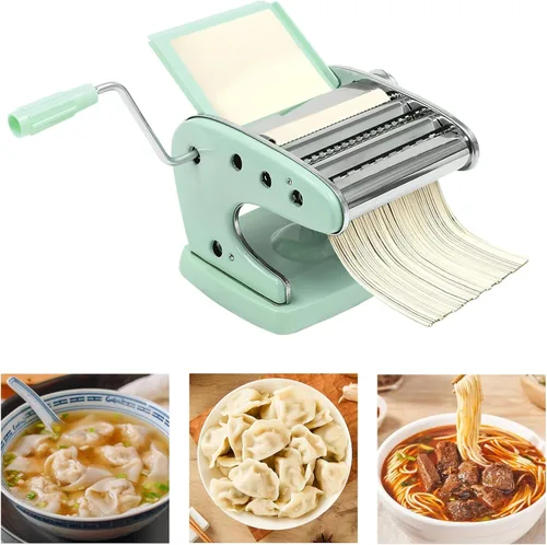 Miniatura 4 de Máquina para hacer pasta, hecho en casa, de acero inoxidable, con 6 ajustes de grosor ajustables, cortador de fideos resistente para espaguetis